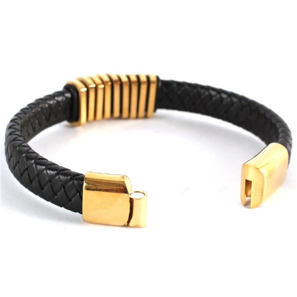 STAINLESS STEEL LEATHER RINGS BRACELET